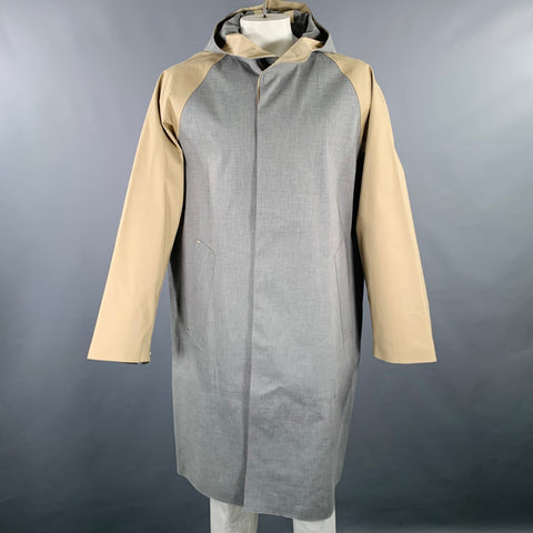 MACKINTOSH Size 42 Grey Khaki Navy Color Block Hooded Coat