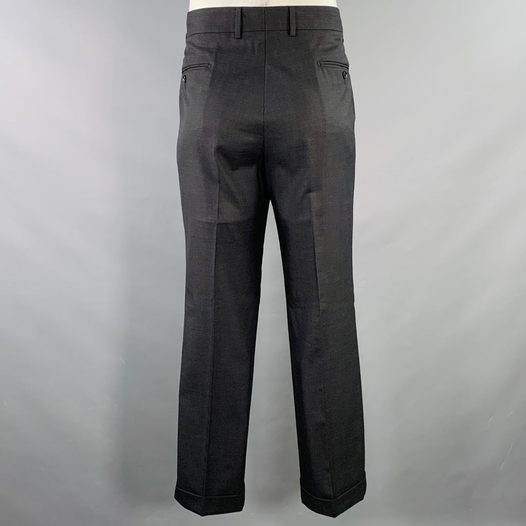ASTOR & BLACK Size 44 Black Twill Single Breasted Notch Lapel 3 Piece Suit