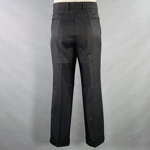 ASTOR & BLACK Size 44 Black Twill Single Breasted Notch Lapel 3 Piece Suit