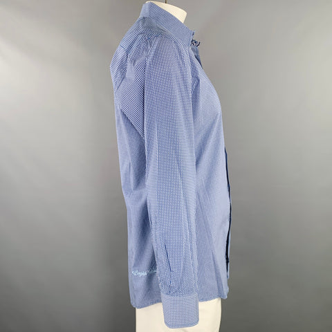 ENGLISH LAUNDRY Size L White Blue Circles Cotton Spread Collar Long Sleeve Shirt
