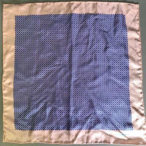 HERMES Yellow Blue Diamond Silk Pocket Square