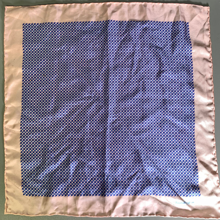 HERMES Yellow Blue Diamond Silk Pocket Square