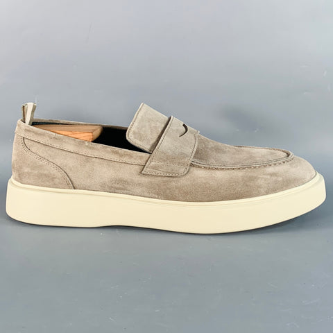 OFFICINE CREATIVE Size 11 Grey Beige Suede Penny Loafers