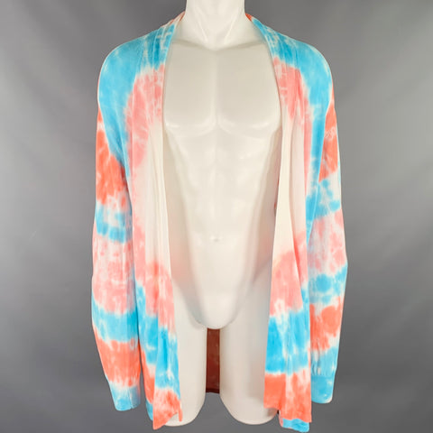 BAJA EAST Size S Pink Blue Tie Dye Pima Cotton Open Front Cardigan