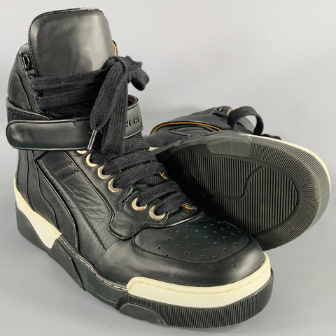 GIVENCHY Size 8 Black Leather High Top Sneakers