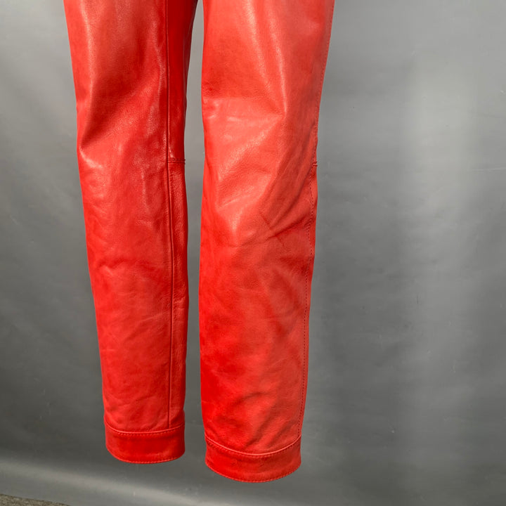 DSQUARED2 Size XS Red Lambskin Leather Low Rise Biker Casual Pants