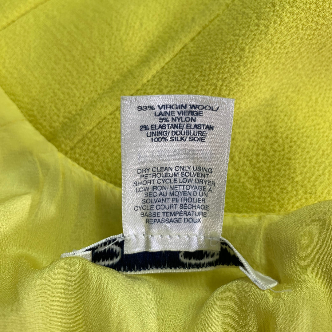 OSCAR DE LA RENTA Size 6 Neon Yellow Crepe Tiered Cocktail Dress