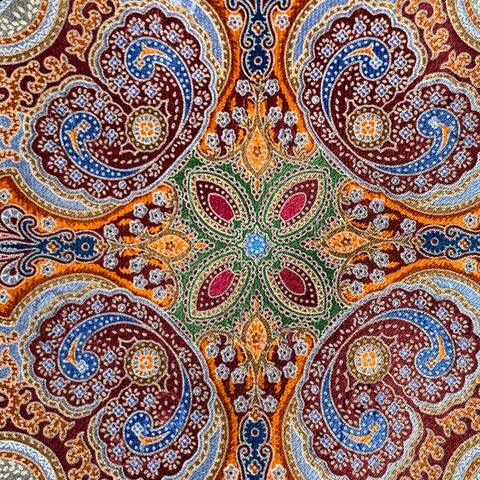 ERMENEGILDO ZEGNA Blue Multi Color Paisley Silk Satin Tie
