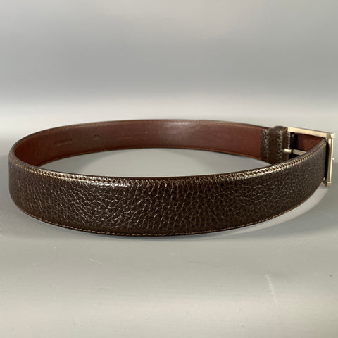 BURBERRYS Size 32 Brown Pebble Grain Leather Belt