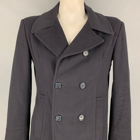 SAKS FIFTH AVENUE Size 42 Navy Cashmere Blend Double Breasted Peacoat