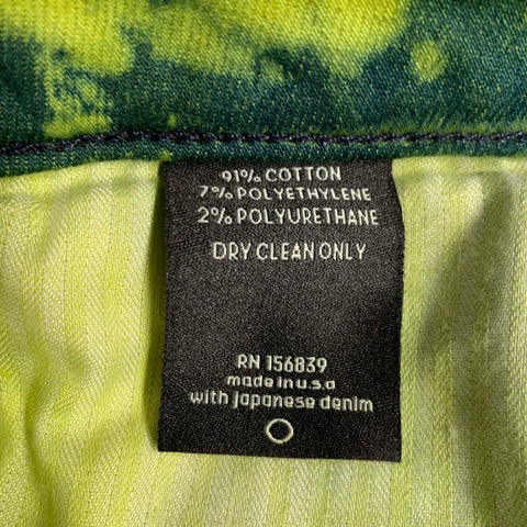 MONFRERE Size 30 Greyson Green Chartreuse Marbled Cotton Blend Distressed Slim Jeans