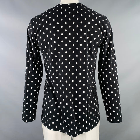 COMME des GARCONS PLAY Size L Black White Polka Dot Cotton Long Sleeve T-shirt