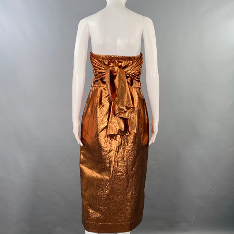 KAMPERETT Size S Gold Metallic Shiny Strapless Cocktail Dress