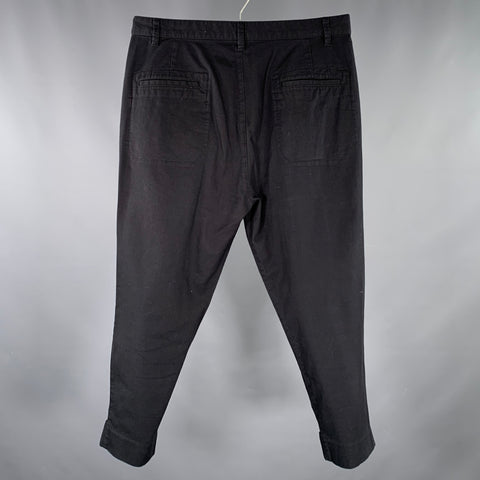 HELMUT LANG Size 32 Black Twill Cotton Blend Pleated Casual Pants