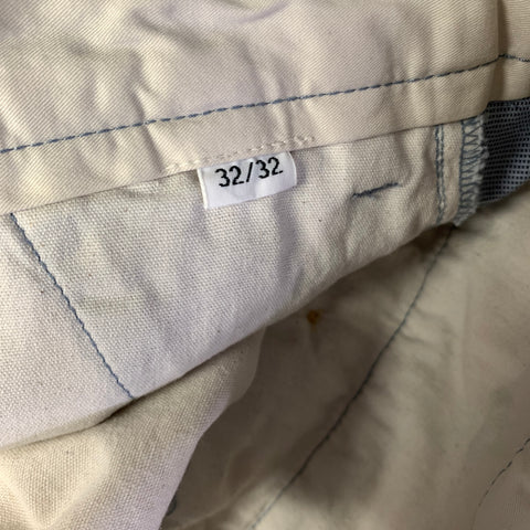GANT RUGGER Size 32 Blue Light Blue Geometric Cotton Blend Cuffed Dress Pants