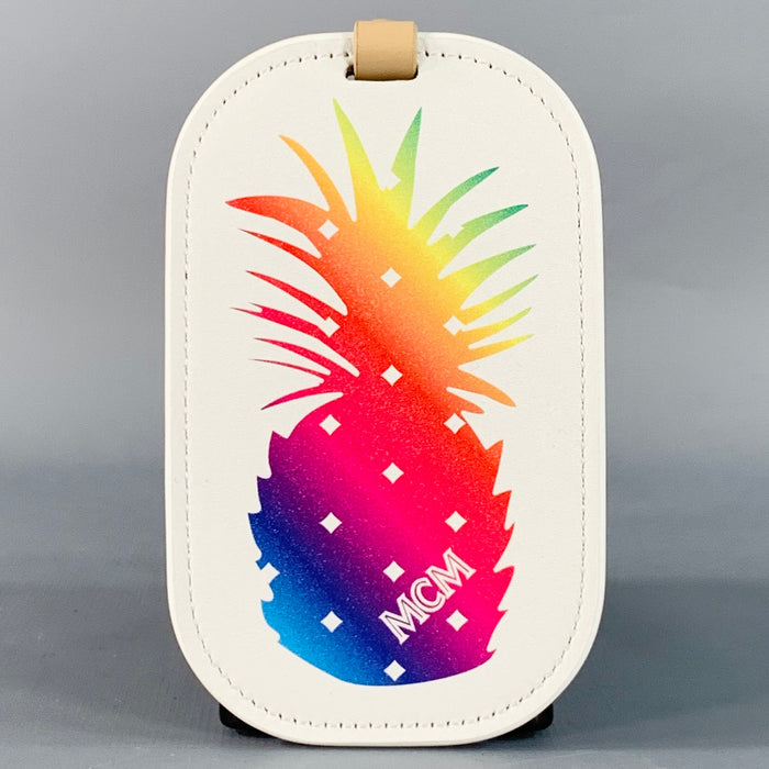 Étiquette de bagage en cuir ananas MCM White Rainbow