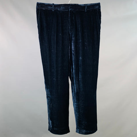 Pantalon décontracté SIES MARJAN taille 34 en velours côtelé bleu marine avec braguette zippée en soie et coton