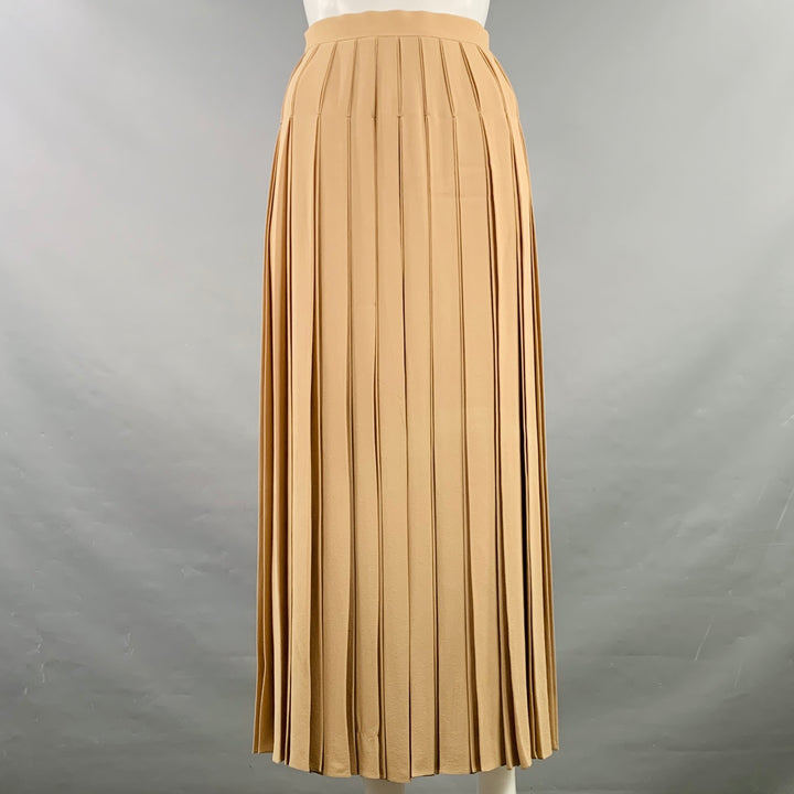 THE ROW Size 2 Camel Silk Crepe Pleated Long Skirt