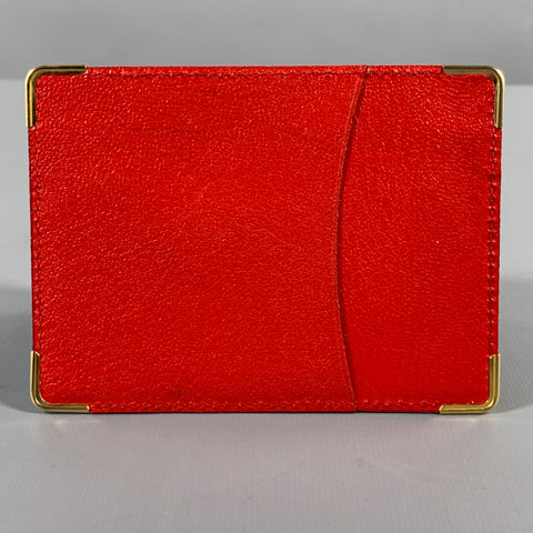 ROLEX Red Gold Leather Card Case Leather Goods