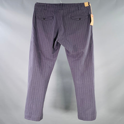 RRL by RALPH LAUREN Size 36 Indigo White Chalkstripe Denim Button Fly Jeans