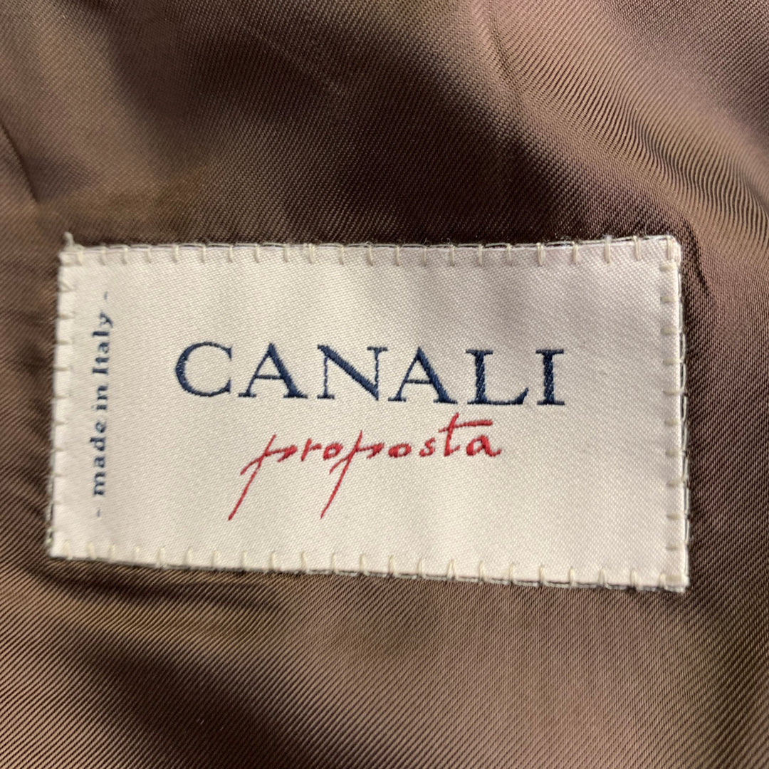 CANALI Size 40 Brown Blue Window Pane Wool Single Breasted Sport Coat
