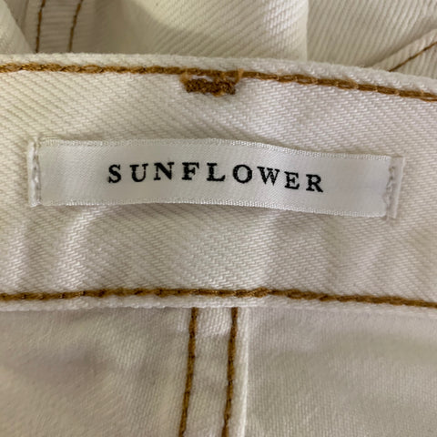 SUNFLOWER Size 30 Cream Gold Contrast Stitch Cotton Button Fly Jeans