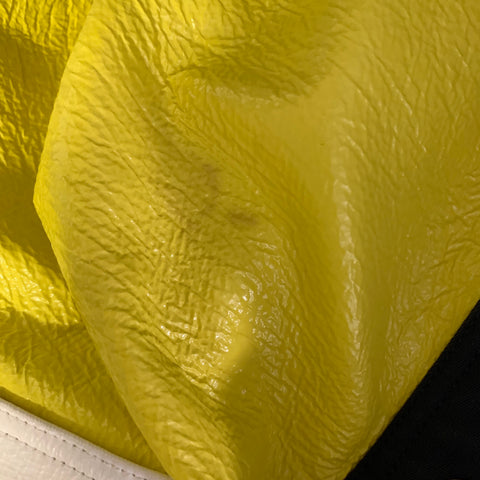 COURREGES Size 0 Yellow Navy & White Cotton & Polyurethane Color Block Dress