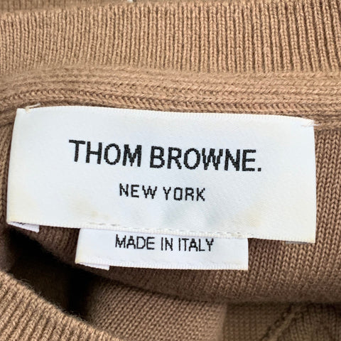 THOM BROWNE Size 2 Brown Cream Cashmere Blend Stripe Crew Neck Sweater