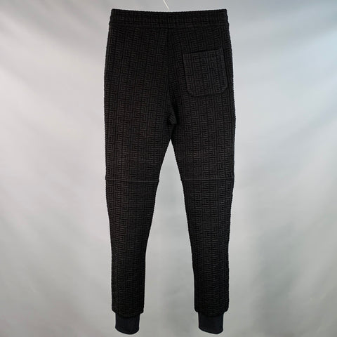 BALMAIN Size S Black Textured Polyamide Blend Drawstring Sweatpants Casual Pants