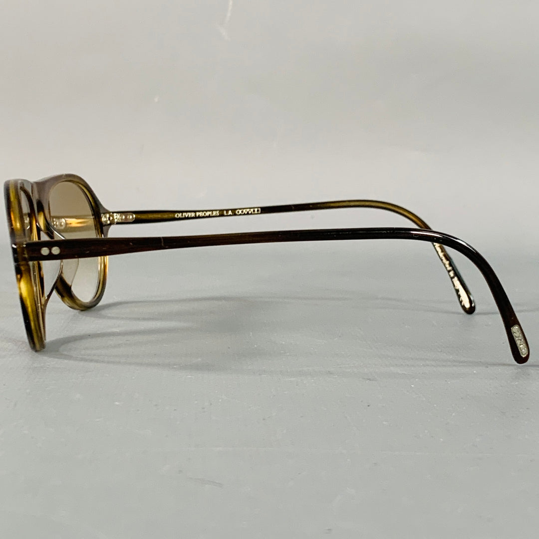 OLIVER PEOPLES Emet Brown Tortoiseshell Acetate Teardrop Sunglasses