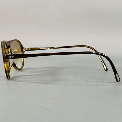 OLIVER PEOPLES Emet Brown Tortoiseshell Acetate Teardrop Sunglasses