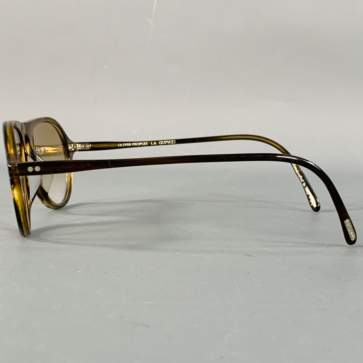 OLIVER PEOPLES Emet Brown Tortoiseshell Acetate Teardrop Sunglasses
