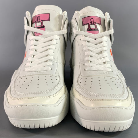 BUSCEMI Size 7 White Pink Leather High Top Sneakers
