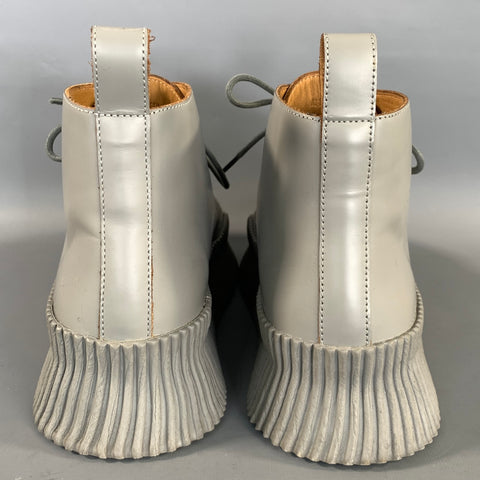 JIL SANDER Size 9 Grey Leather Lace Up Boots