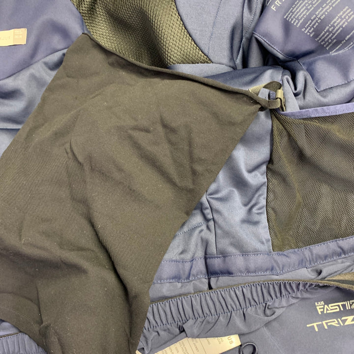 KJUS Size M Freelite Navy Chevron Polyester Hooded Ski Jacket