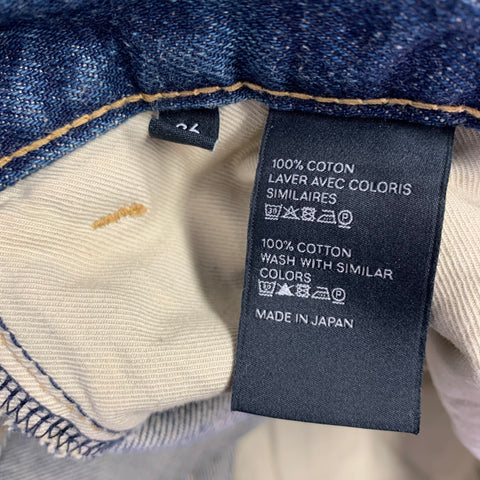 CELINE Size 26 Blue Cotton Distressed Boot Cut Jeans