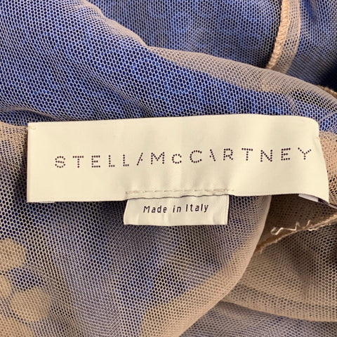 STELLA McCARTNEY Size 2 Royal Blue Nude Lace One Sleeve Asymmetrical Midi Cocktail Dress