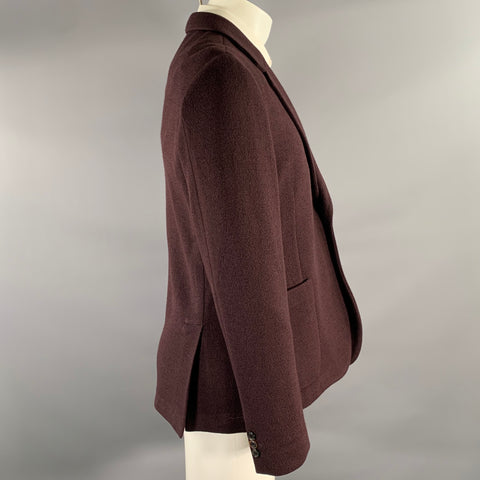 PAUL SMITH Chest Size 42 Burgundy Knit Wool Notch Lapel Sport Coat