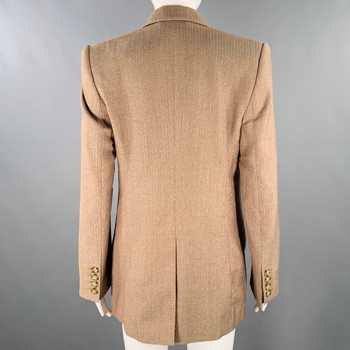 STELLA McCARTNEY Size S Tan Gold Wool Blend Herringbone Jacket Blazer