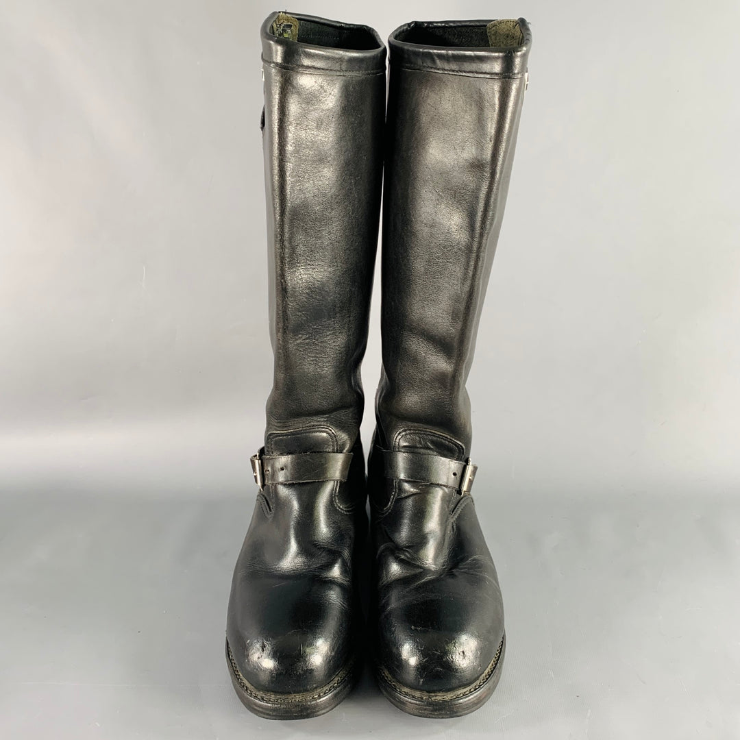 CHIPPEWA Size 9.5 Black Leather Knee High Motorcycle Boots