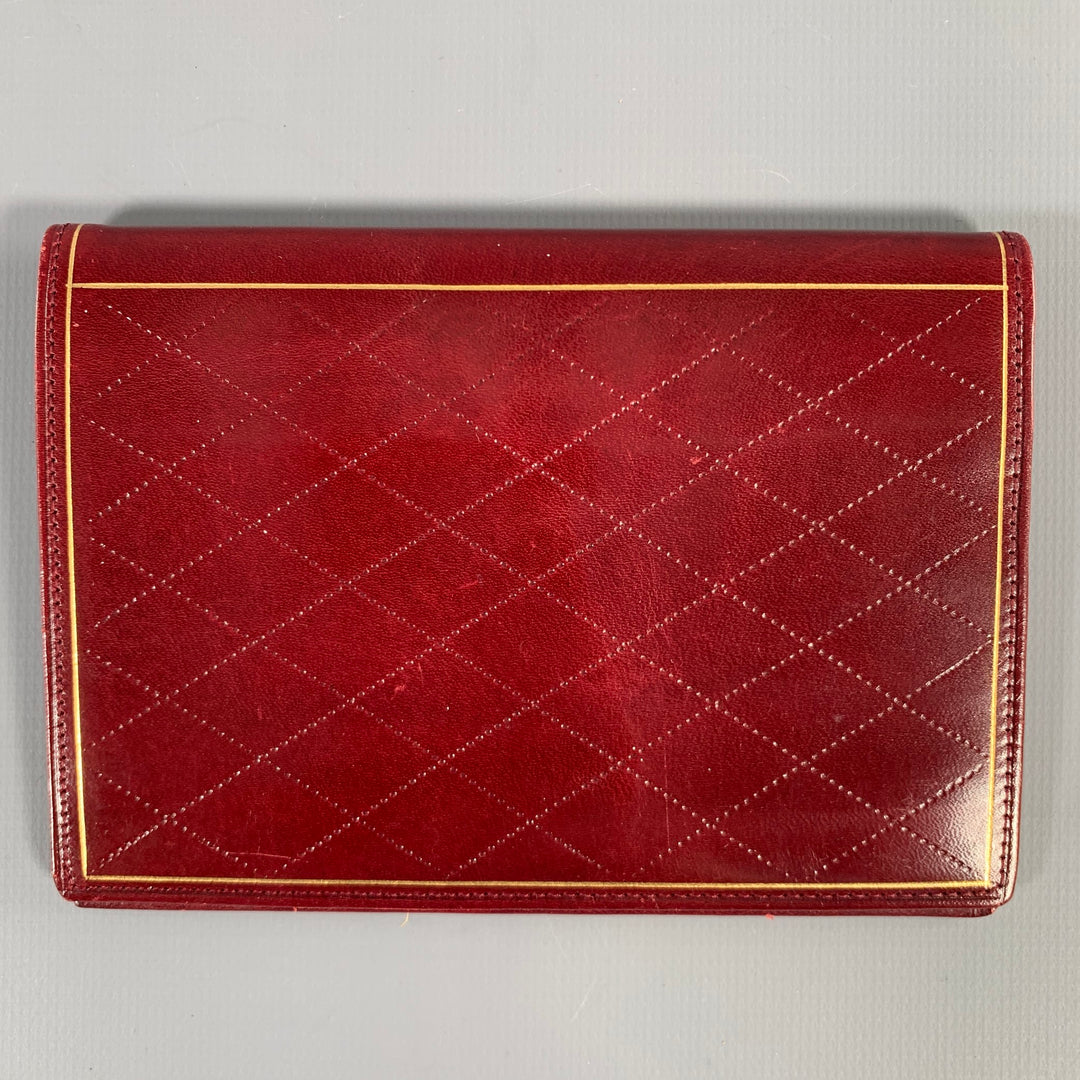 VINTAGE Burgundy Gold Diamond Leather Wallet