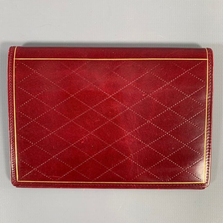 VINTAGE Burgundy Gold Diamond Leather Wallet