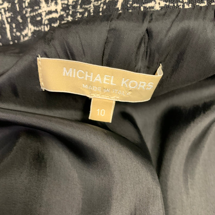 MICHAEL KORS COLLECTION Size 10 Black White Wool Tweed Shift Dress Jacket Set
