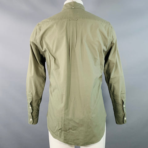 GITMAN VINTAGE Size M Green Olive Cotton Button Down Collar One Pocket Long Sleeve Shirt