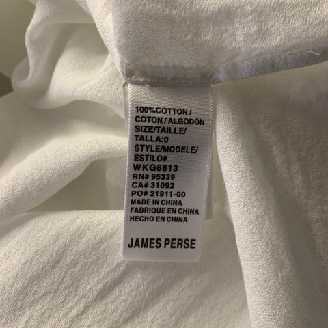 JAMES PERSE Size 0 White Cotton Tunic Dress Top