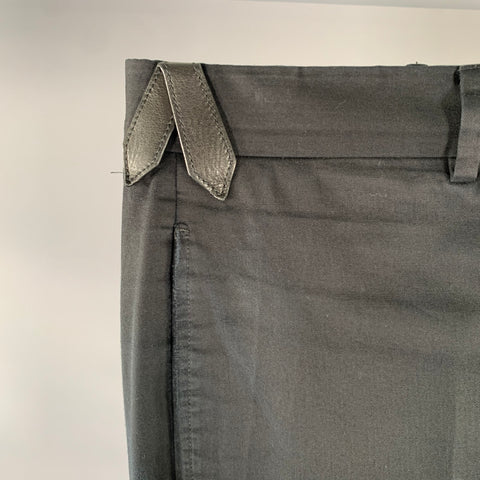 HERMES Size 34 Black Cotton Straight Dress Pants