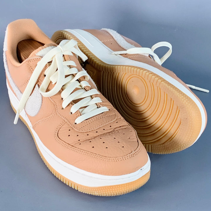 NIKE AIR Size 10.5 Orange White Logo Leather Chunky Sole Sneakers