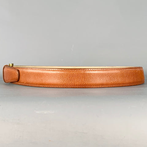 JOHN LOBB Size 37 Brown Gold Pebble Grain Leather Belt