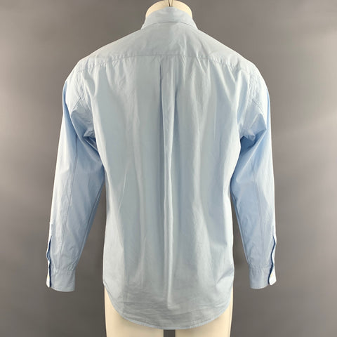 THEORY Size S Blue Light Blue Solid Cotton Pointed Collar Long Sleeve Shirt
