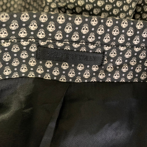 ALEXANDER MCQUEEN Chest Size 44 Black Grey Skulls Cotton Notch Lapel Sport Coat